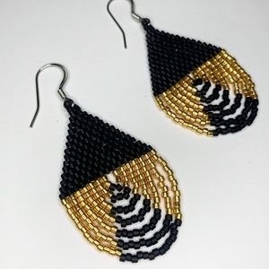 Handmade fringe seed beads boho earrings